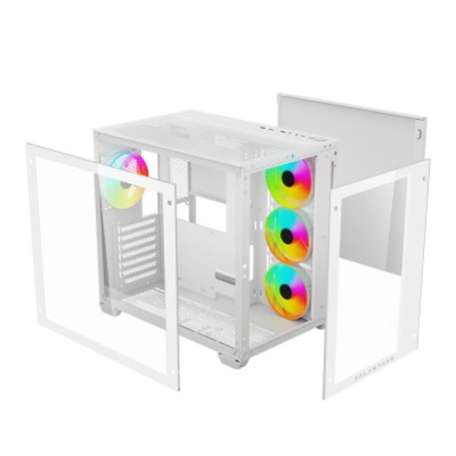 Gabinete Gamer Micro Torre ATX Tank Pro GM930 Legend Series / Blanco / Incluye 4 ventiladores pre instalados