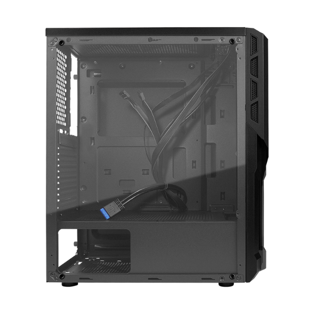 Gabinete Vorago Start The Game Csg-530 / Atx/micro Atx/itx / 2 Usb 1.0, 2 Usb 3.0 / Cristal Templado / Sin Fuente / Color Negro / CSG-530