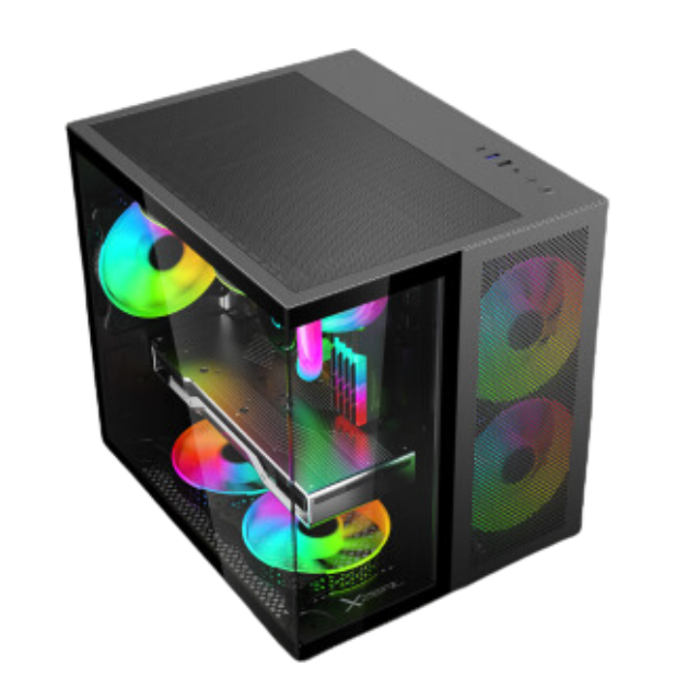 Gabinete Gamer Cubo CXi1 / NEGRO / Cristal Templado / Incluye 3 ventiladores ARGB / XZGAMC1B