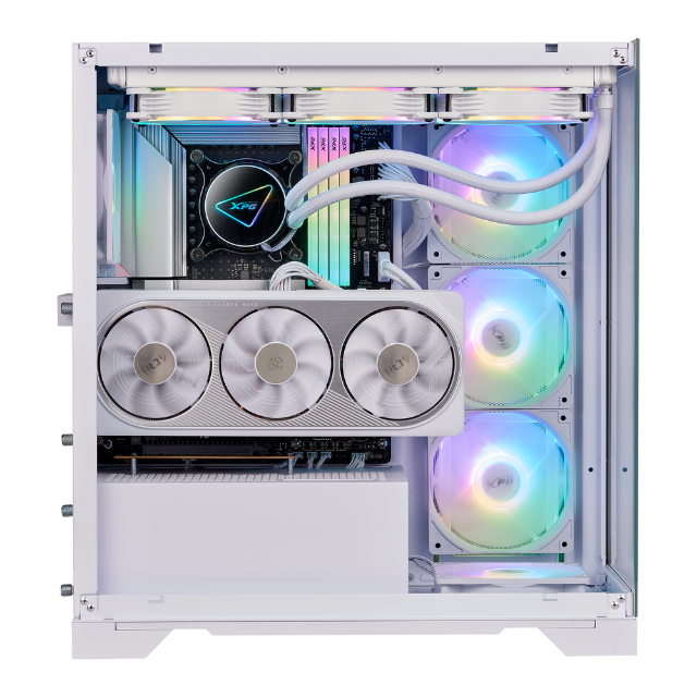 Gabinete XPG Invader X White / Cristal Templado / ATX / USB 3.2 / Audio HD / Incluye 5 Ventiladores / INVADERXMT-WHCWW