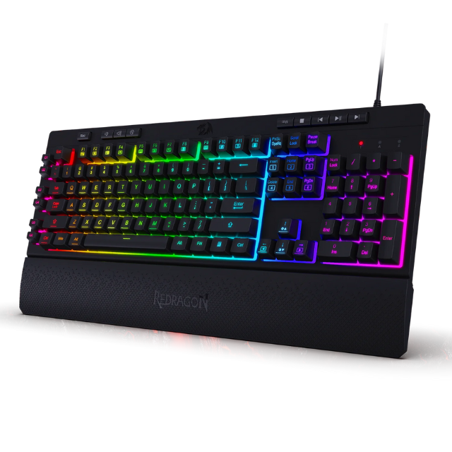 Teclado Gamer de Membrana Redragon Shiva K512RGB-SP, Macros personalizables, Reposa muñecas, Español