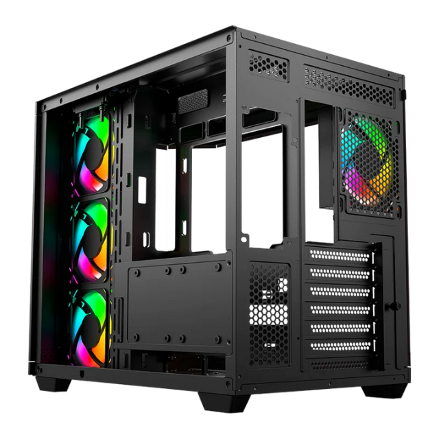 Gabinete Balam Rush Tank Master 9600 TB / Midi-Tower, ATX/Micro-ATX/ITX / Cristal Templado / USB 3.0/2.0 / 3 Ventiladores RGB Instalados / Blanco con Negro / BR-938693