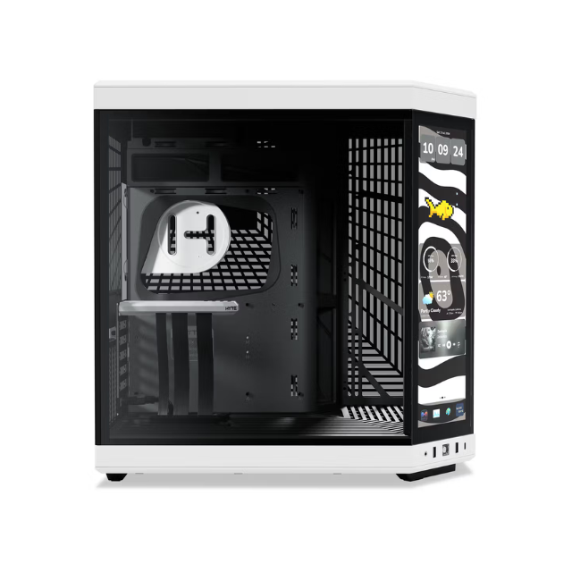Gabinete HYTE Y70 Touch Infinite / ATX Mid Tower / Doble Cámara / Con Pantalla Táctil LCD de 2.5K integrada / Blanco/Negro / CS-HYTE-Y70TI-WB