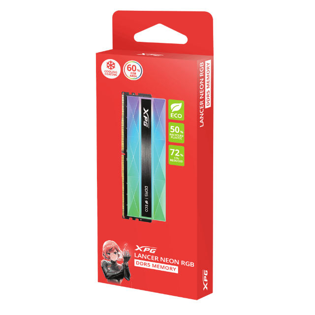 Memoria RAM XPG Lancer Neon RGB DDR5 / 6400MHz / 16GB / CL32 / XMP/EXPO / AX5U6400C3216G-CLANRSG/ SOLO VENTA EN ENSAMBLE