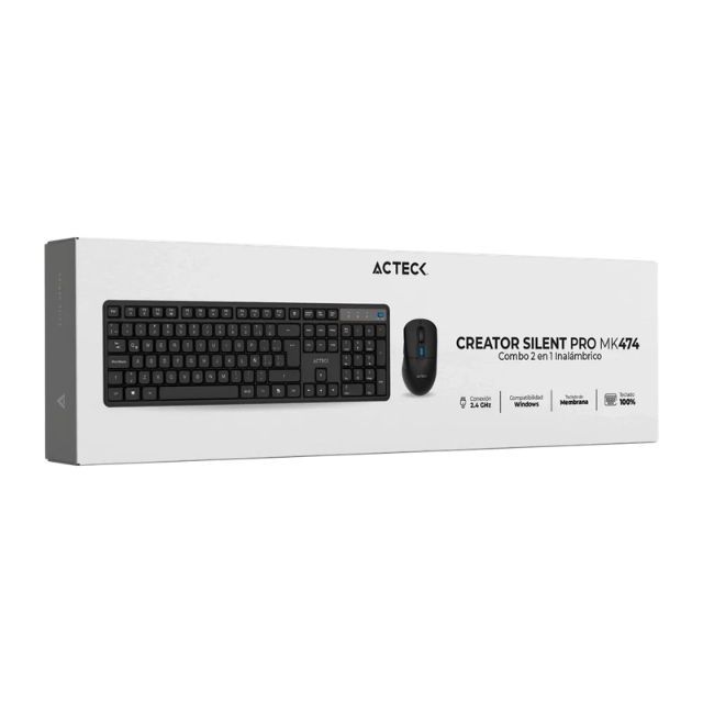Combo 2 en 1 Inalámbrico | Creator Silent Pro MK474 | Negro