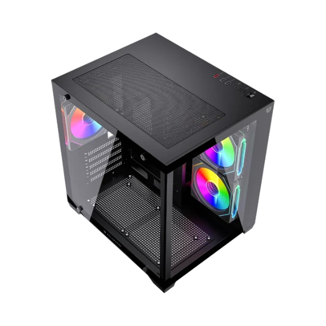 Gabinete Balam Rush Tank Glow Max 3900, Mini-Tower, Micro-ATX/Mini-ITX, USB 2.0/3.0, sin Fuente, 3 Ventiladores Instalados, Negro
