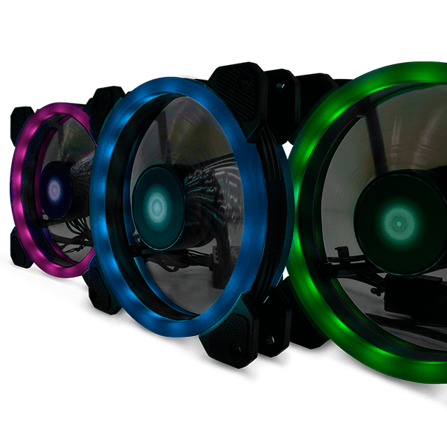 Kit de Ventiladores Game Factor FKG400 / 3 Ventiladores 120mm RGB + Controlador + 2 Tiras Led RGB + Control remoto