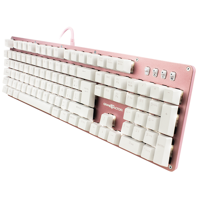 Teclado Gamer Mecanico Game Factor KBG400 Pink Edition KRED Switch Blue / Alambrico / Iluminación White / USB / Español / KBG400-PK-BL/ gamerdays