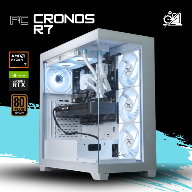 PC CRONOS R7 / AMD RYZEN 7 5700X / RTX 5060 / 32GB RAM / 1TB SSD NVME / ENFRIAMIENTO LIQ 240MM / FUENTE 700W 80+ BRONZE / W11 PRO / PROMOCION