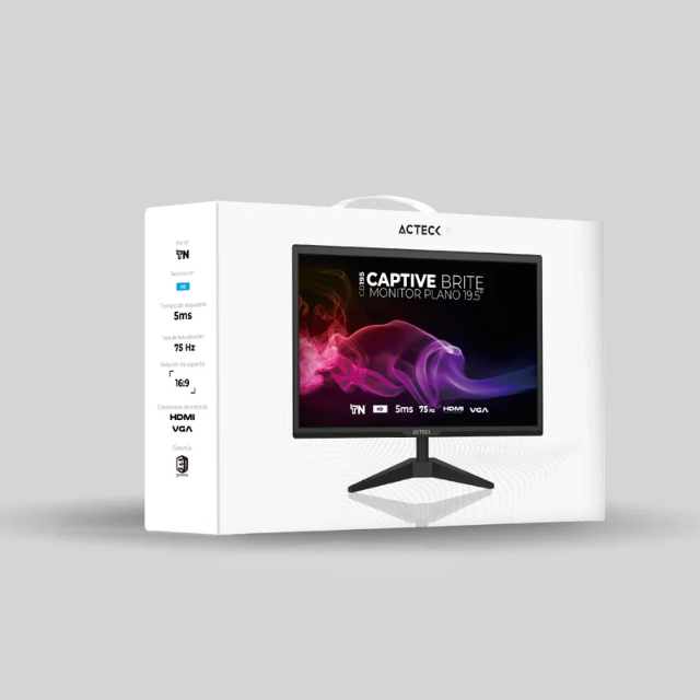 Monitor Acteck CB195 Captive Brite / Plano / 19.5 pulgadas / 1600x900 / Panel TN / 60HZ / 5MS / VGA 