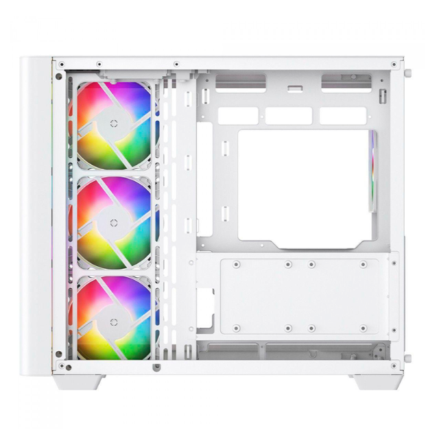 Gabinete Munfrost Hirow / Cristal Full Curve Templado / ATX-Micro ATX-Mini ITX / 4 Ventiladores ARGB Incluidos / Blanco