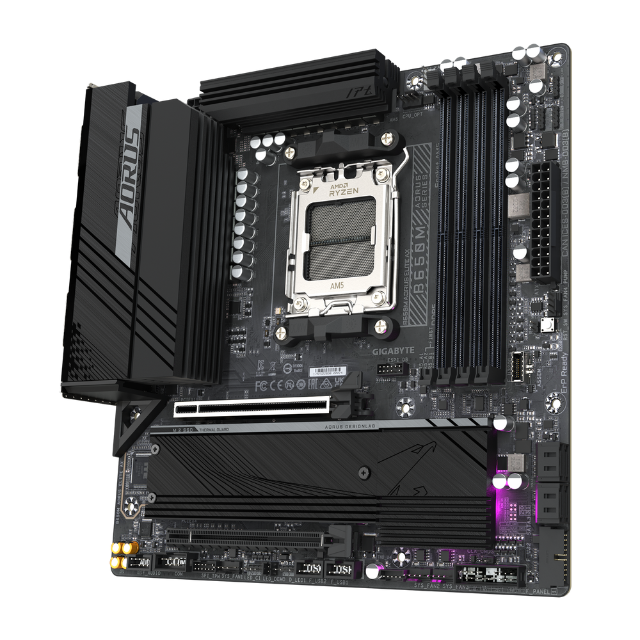 GIGABYTE B650M AORUS Elite AX (AM5/ LGA 1718/ AMD B650/ Micro-ATX/DDR5/ 2* M.2/ PCIe 5.0/ USB 3.2 Gen2X2 Type-C/Intel 2.5GbE LAN/Q-Flash Plus/EZ-Latch