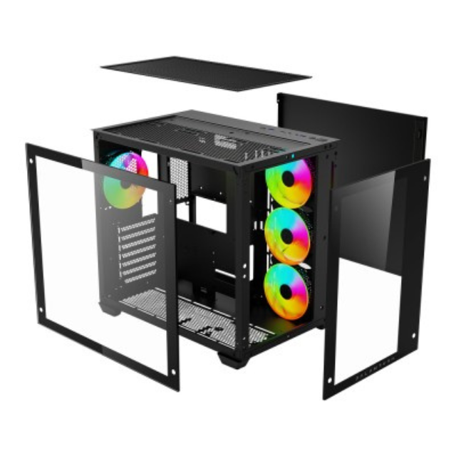 Gabinete Gamer Micro Torre ATX Tank Pro GM930 Legend Series / Negro / Incluye 4 ventiladores pre instalados