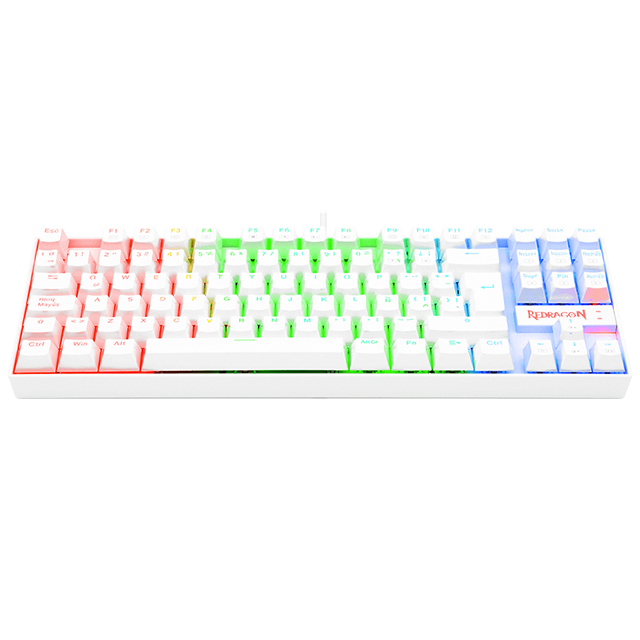 Teclado Redragon Gamer REDRAGON RGB-SP-KUMARA-WHITE / Alambrico / Led RGB / Español / Tenkeyless / Switch Redragon Blue/ Botones Multimedia/ gamerdays