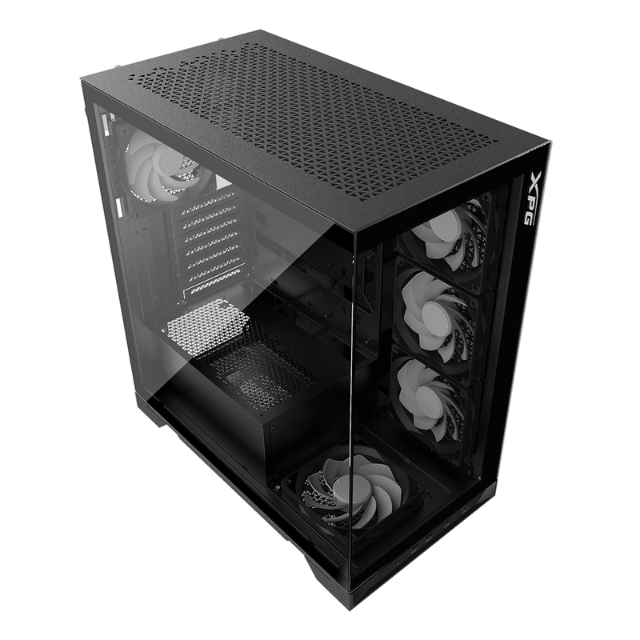 Gabinete XPG Invader X Black / Cristal Templado / ATX / USB 3.2 / Audio HD / Incluye 5 Ventiladores / INVADERXMT-BKCWW