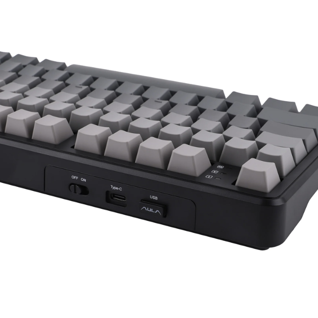 Teclado Mecanico Gamer AULA F108 PRO / 1800 / 104 Keys / USB, 2.4Ghz / Bluetooth 5.0 / Cable Wired / RGB /  8000mAh / Negro