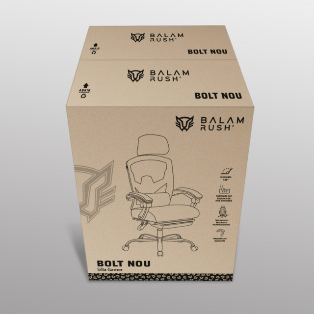 Balam Rush Silla Gamer Bolt Nou B, hasta 130kg, Negro