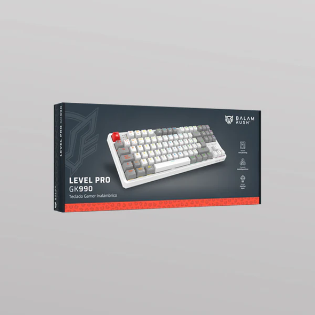 Teclado Gamer Inalámbrico LEVEL PRO GK990 Balam Rush Legend Series/ Color Blanco/Gris / BR-940375/ Switch Outemu Red