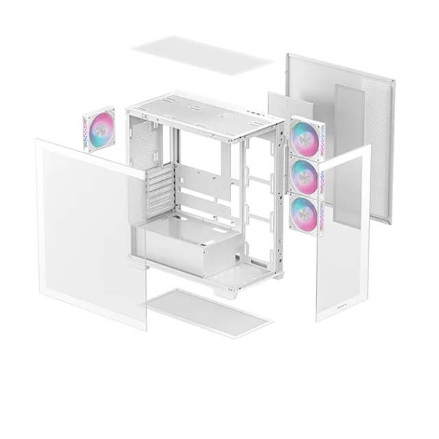 Gabinete DeepCool CG580 4F / Midi-Tower, ATX/Micro-ATX/Mini-ITX / USB 3.0 / Sin Fuente / 4 Ventiladores Instalados / Blanco / R-CG5802-WHADA4-G-1