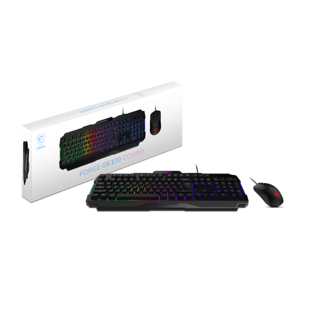 Kit Gamer de Teclado y Mouse MSI FORGE GK100 COMBO / Alámbrico / USB / Negro / GORGE GK100 COMBO US