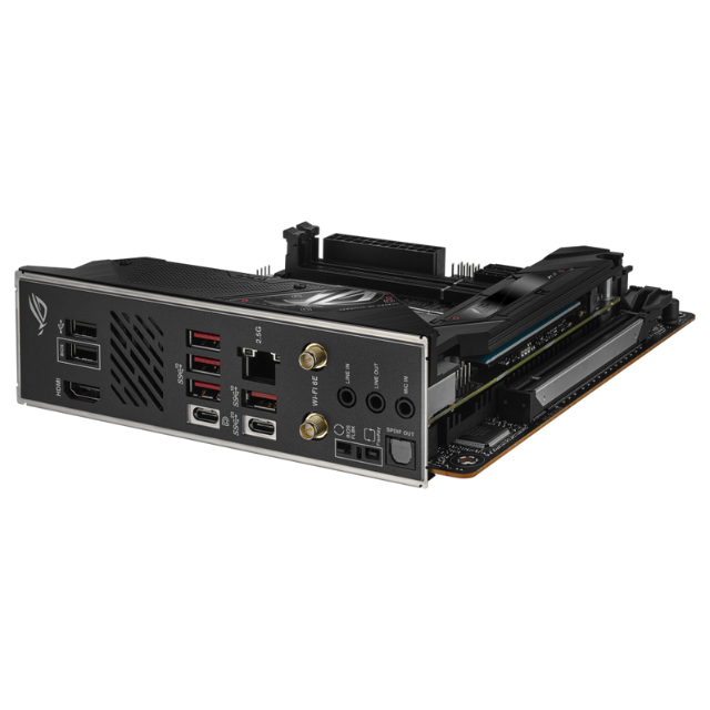 ASUS Tarjeta Madre AMD B650 ROG Strix B650E-I Gaming WiFi, Mini-ITX, DDR5, SSD PCIe 5.0 NVMe, 1x PCIe 5.0 x16 Safeslot, USB 3.2 Gen 2 Tipo C, WiFi 6E, Aura Sync RGB