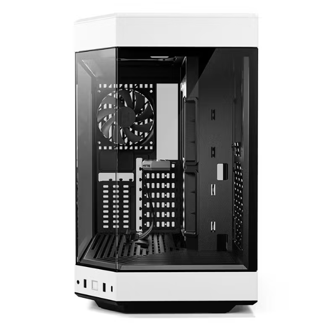 Gabinete HYTE Y60 / Mid-Tower ATX / 3x 120mm ventiladores pre instalados / Vidrio Templado panorámico de Doble cámara con Cable Elevador PCIE 4.0 Incluido / Color Blanco / CS-HYTE-Y60-BW