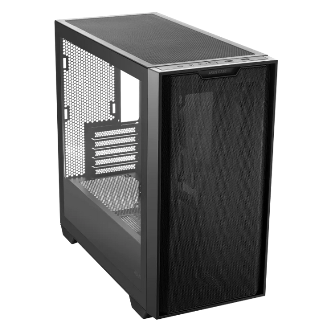 Gabinete ASUS A21 Black / Micro-ATX / Back Connect Compatible / Malla de panel frontal / Cristal Templado / A21/BLK