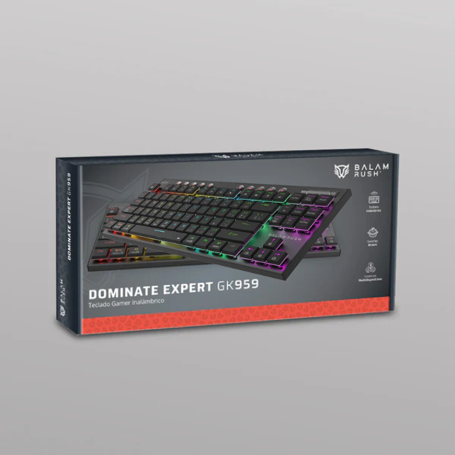 Teclado Gamer Inalámbrico DOMINATE EXPERT GK959 Balam Rush Legend Series /Conecta Multidispositivo / Color NEGRO / BR-940405 / Switch Brown