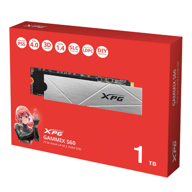 Unidad de Estado Sólido SSD XPG GAMMIX S60 NVMe / 1TB / PCI Express 4.0 / M.2 / AGAMMIXS60-1T-CS