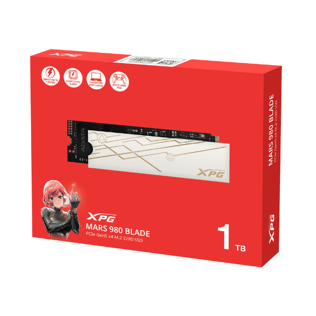 Unidad de Estado Sólido SSD ADATA MARS 980 BLADE NVMe / 1TB / M.2 / PCIe Gen5 x4 / SMAR-980B-1TCS
