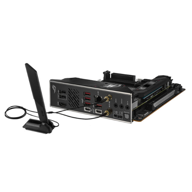 ASUS Tarjeta Madre AMD B650 ROG Strix B650E-I Gaming WiFi, Mini-ITX, DDR5, SSD PCIe 5.0 NVMe, 1x PCIe 5.0 x16 Safeslot, USB 3.2 Gen 2 Tipo C, WiFi 6E, Aura Sync RGB