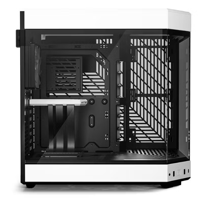 Gabinete HYTE Y60 / Mid-Tower ATX / 3x 120mm ventiladores pre instalados / Vidrio Templado panorámico de Doble cámara con Cable Elevador PCIE 4.0 Incluido / Color Blanco / CS-HYTE-Y60-BW