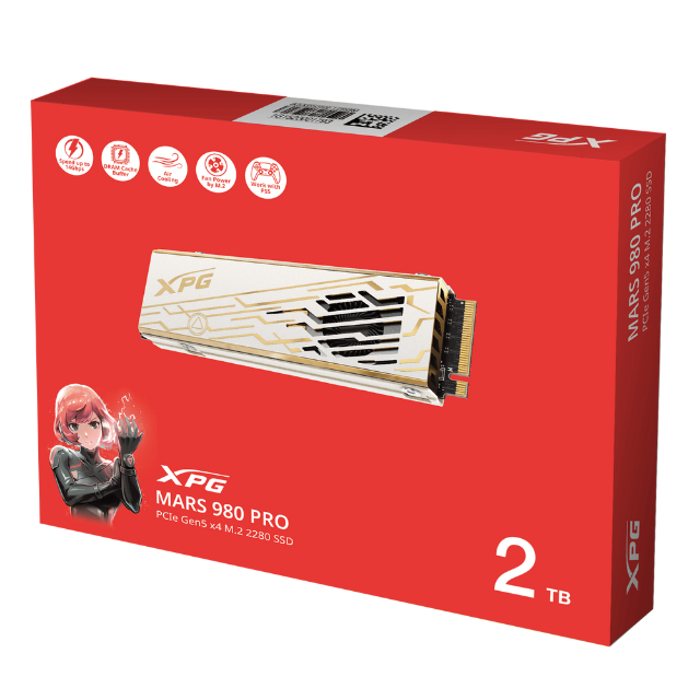 Unidad de Estado Sólido SSD ADATA MARS 980 PRO NVMe / 2TB / M.2 / 130000 MB/s Escritura / 14000 MB/s Lectura / PCIe Gen5 x4 / SMAR-980P-2TCI