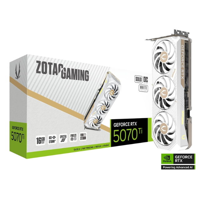 Tarjeta de Video Zotac NVIDIA GeForce RTX 5070 Ti Solid Core OC White Edition, 16GB 256-bit GDDR7, PCI Express x16 5.0