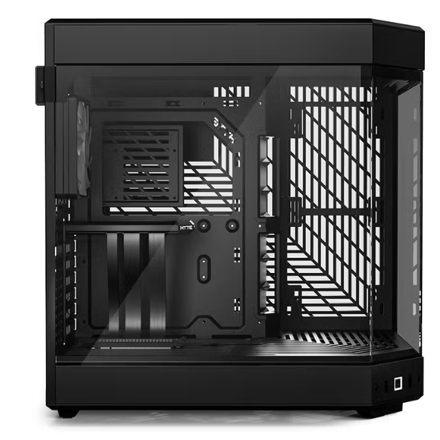 Gabinete HYTE Y60 / Mid-Tower ATX / 3x 120mm ventiladores pre instalados / Vidrio Templado panorámico de Doble cámara con Cable Elevador PCIE 4.0 Incluido / Color Negro / CS-HYTE-Y60-B