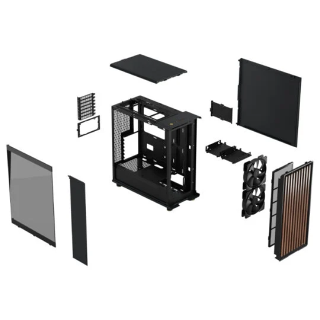 Gabinete Fractal North / Charcoal Black TGD / Mid-Tower / Mesh / 2 Ventiladores Incluidos / ATX, Micro ATX, Mini ITX Motherboard Supported / FD-C-NOR1C-02