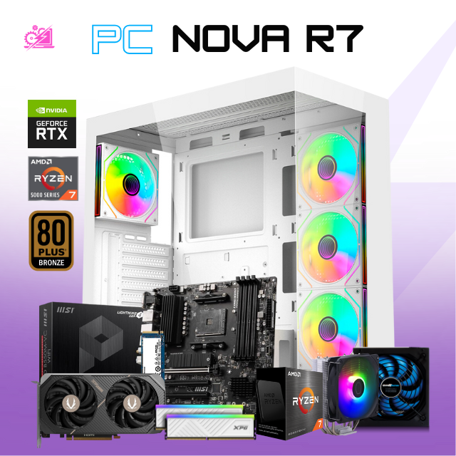 PC NOVA R7 / AMD RYZEN 7 5700 / RTX 5060 / 16GB RAM / 1TB SSD M.2 NVME / DISIPADOR DE TORRE / FUENTE 650W 80+ BRONZE / PROMOCION