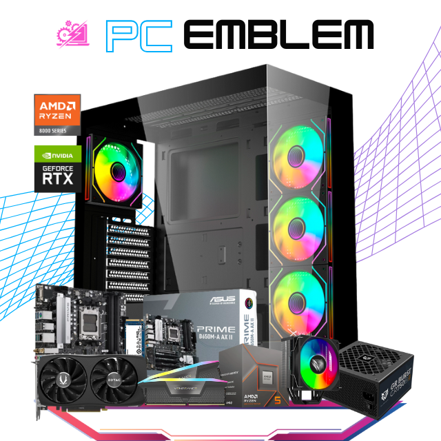 PC EMBLEM / AMD RYZEN 5 8400F / RTX 4060 / 32GB RAM DDR5 / 1TB SSD M.2 NVME / DISIPADOR DE TORRE ARGB / FUENTE 750W 80+ BRONZE / PROMOCION