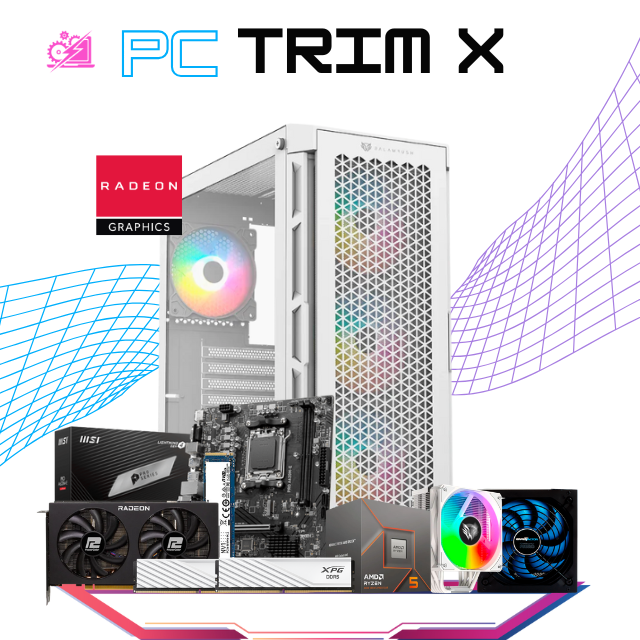PC TRIM X / AMD RYZEN 5 8400F / RADEON RX 7600 XT / 32GB RAM DDR5 / 1TB SSD NVME / DISIPADOR DE TORRE ARGB / FUENTE 650W 80+ BRONZE / PROMOCION