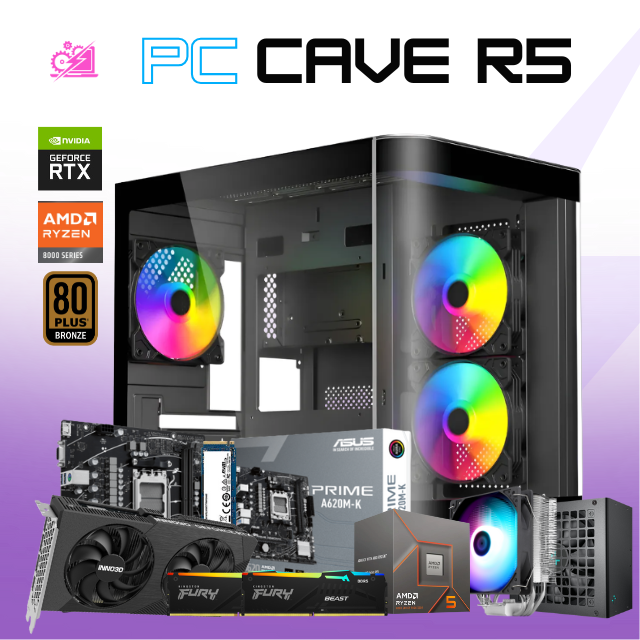 PC CAVE R5 / AMD RYZEN 5 8400F / RTX 5050 / 32GB RAM DDR5 /1TB SSD NVME / DISIPADOR DE TORRE / A620M / FUENTE 550W 80+ BRONZE / W11 PRO / PROMOCION