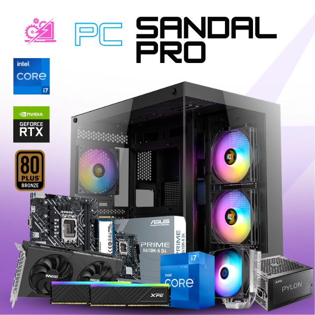 PC SANDAL PRO / INTEL CORE I7-12700F / RTX 5050 / 16GB RAM / 1TB SSD NVME / DISIPADOR DE TORRE / FUENTE 750W 80+ BRONZE / W11 PRO / PROMOCION