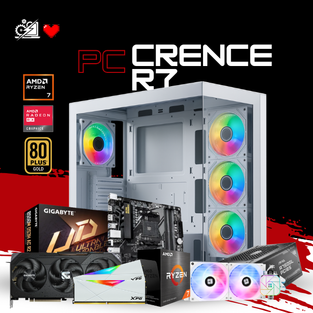 PC CRENCE R7 / AMD RYZEN 7 5700X / RX 9070 16GB / 16GB RAM / 1TB SSD NVME / 750W 80+ GOLD / ENFRIAMIENTO LIQ 240MM / W11 PRO / PROMOCION