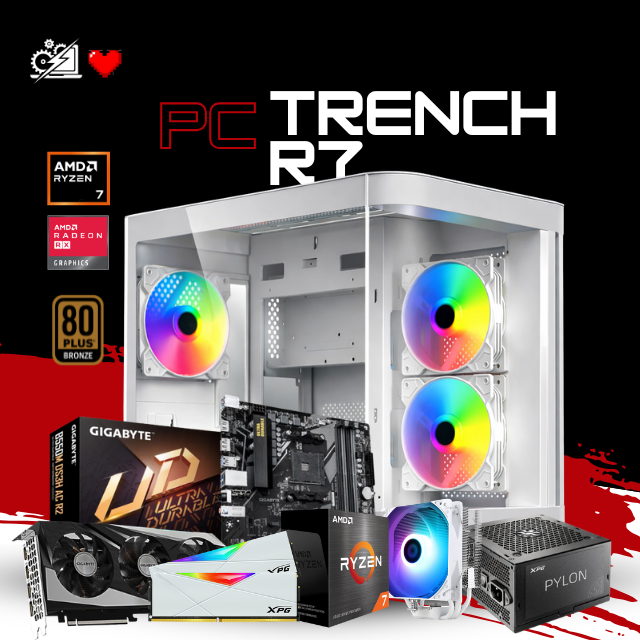 PC TRENCH R7 / AMD RYZEN 7 5700 / RADEON RX 7600 / 16GB RAM / 1TB SSD NVME / B550M / DISIPADOR DE TORRE / FUENTE 650W 80+ BRONZE / W11 PRO / PROMOCION