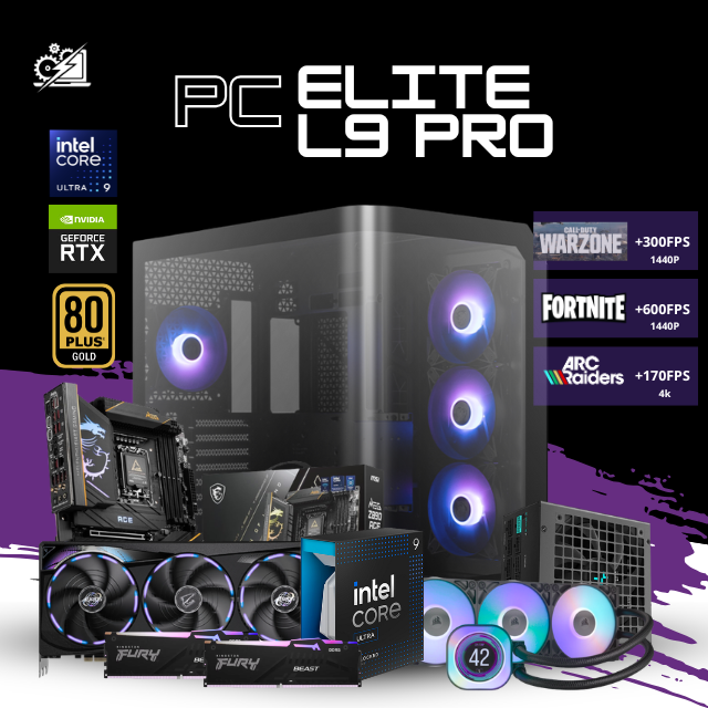 PC ELITE L9 PRO / INTEL CORE ULTRA 9 285K / RTX 5090 32G / 64GB RAM DDR5 / 4TB SSD NVME / Z890 / ENFRIAMIENTO LIQ 360MM CON PANTALLA / FUENTE 1200W 80+ GOLD / W11 PRO / PROMOCION