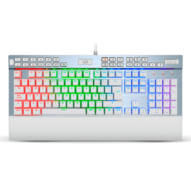 Redragon K550 Teclado Mecánico Alámbrico Gamer RGB Blanco en español, Yama White, Switches Purple, Iluminación RGB, Anti-Ghosting, Teclas Macro dedicadas, Teclas Multimedia, Teclado Gaming Pc