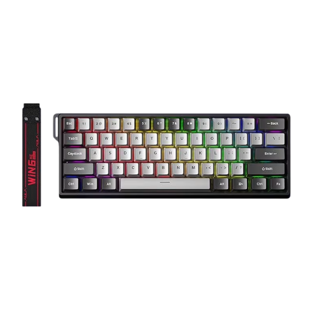 Teclado Gamer Aula WIN60 HE PRO / Teclado Magnético Con Cable / 60% / Ajustable / Frecuencia de Sondeo de 8000 Hz / Interruptores de Efecto Hall / Hot-Swap / Negro Gris