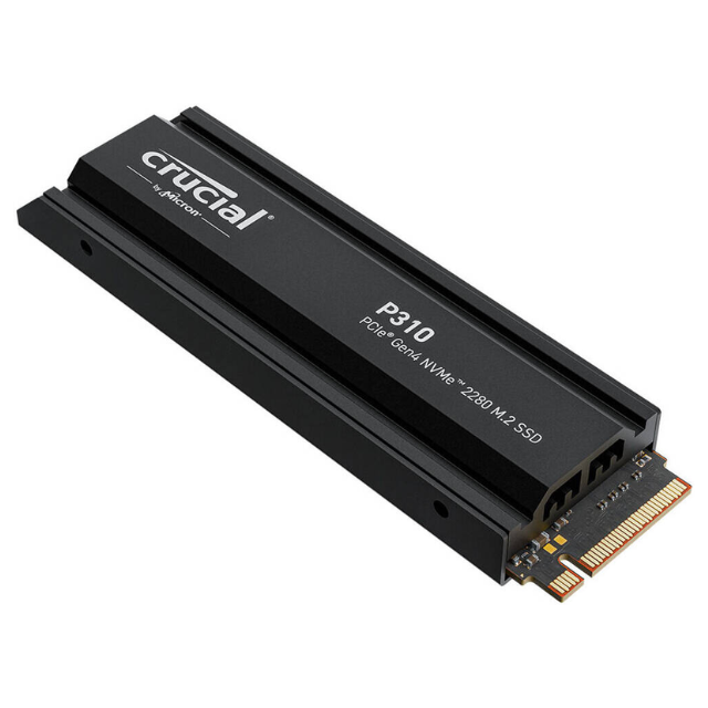 UNIDAD SSD Crucial P310 con Disipador Térmico, Almacenamiento de 2 TB, M.2 2280, PCIe 4.0, Velocidad de Lectura hasta 7100 MB/s y Escritura de 6000 MB/s, Negro