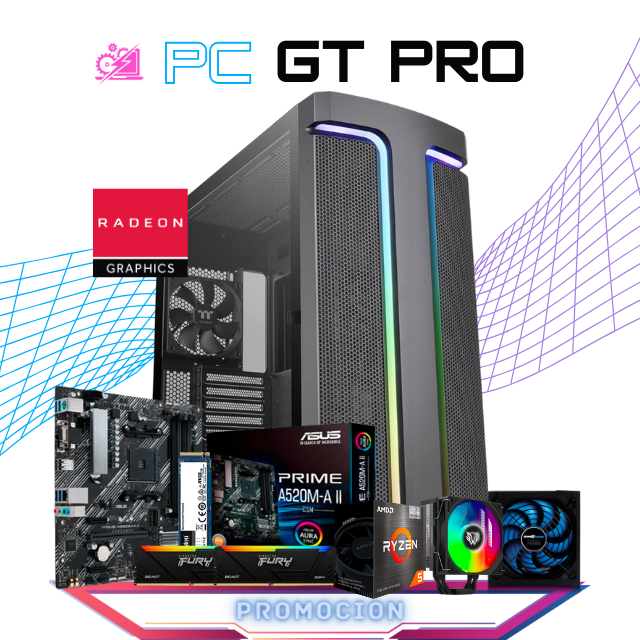 PC GT PRO / AMD RYZEN 5 5600GT / 32GB RAM / 1TB SSD M.2 NVME / RADEON VEGA GRAPHICS / FUENTE 650W 80+ BRONZE / DISIPADOR DE TORRE / PROMOCION