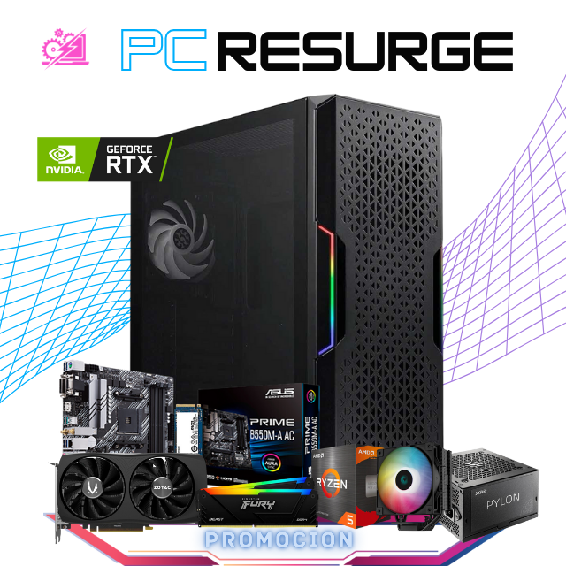 PC RESURGE / AMD RYZEN 5 5600X / RTX 4060 / 32GB RAM  / 1TB SSD M.2 NVME / DISIPADOR DE TORRE ARGB / FUENTE 700W 80+ BRONZE / PROMOCION