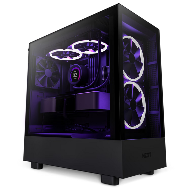 Gabinete NZXT H5 Elite / Negro / Carcasa Compacta / ATX / Iluminación RGB Incorporada / Panel Frontal y Lateral de Vidrio Templado / Gestión de Cables / 2 Ventiladores RGB